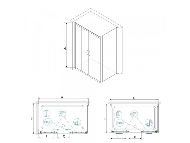 Купить Душевой уголок RGW PA-41, 01084108-21, 100 х 180 x 195 см, дверь раздвижная, стекло матовое, хром