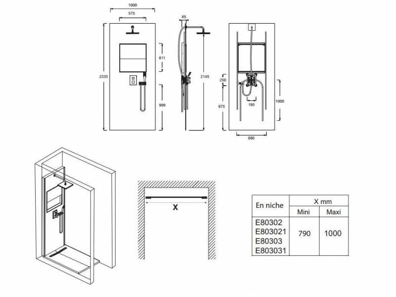 Купить Душевая панель Jacob Delafon Ecrin E803021-D35, цвет облачно серый