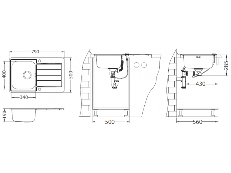 Купить Мойка кухонная Alveus LINE MAXIM 80 SAT-90 790 x 500 1100216