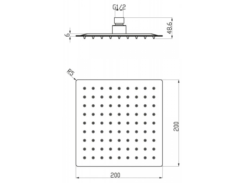 Купить Верхний душ BelBagno Carin BB-SLD2C-200-CRM, 20x20 см, 1 режим струи, без держателя