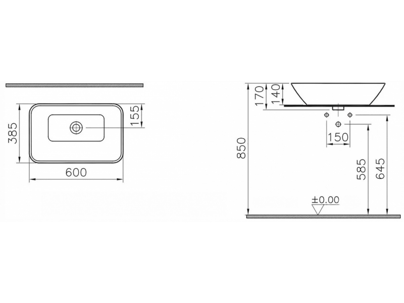 Купить Раковина Vitra Geo 4425B003-0016, 60 x 38,5 см