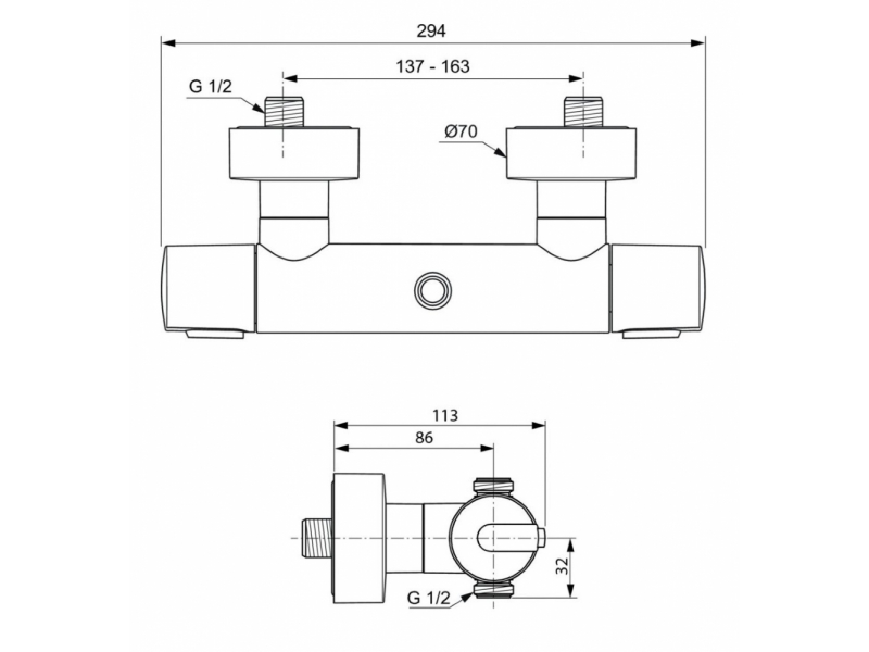 Купить Смеситель Ideal Standard Ceratherm 100 термостатический для душа, хром, A4639AA