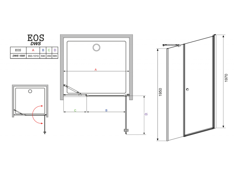 Купить Душевая дверь в нишу Radaway EOS DWS 100 R