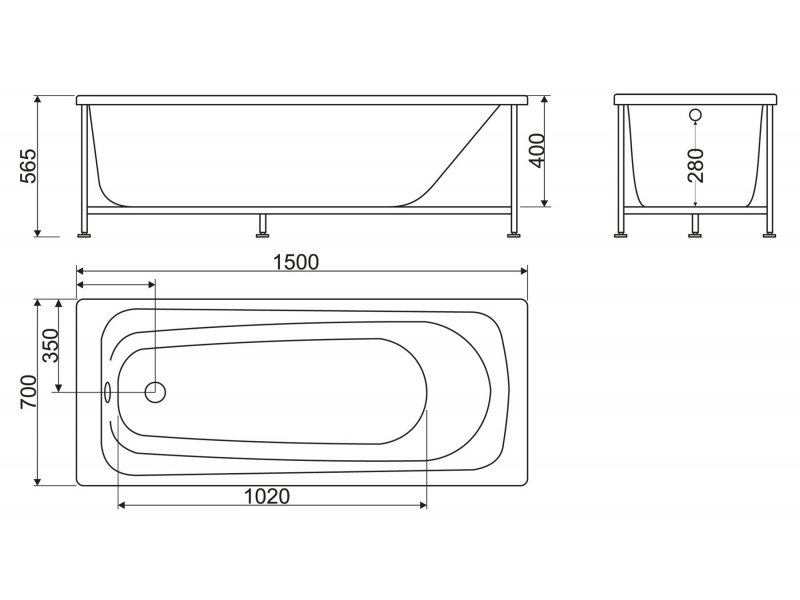 Купить Ванна акриловая BelBagno BB102 150 x 70 см