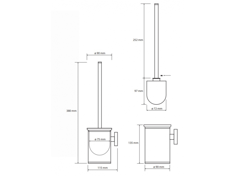 Купить Ершик Bemeta Neo 102313075 9 x 11.5 x 38 см подвесной, хром матовый, щетка белая