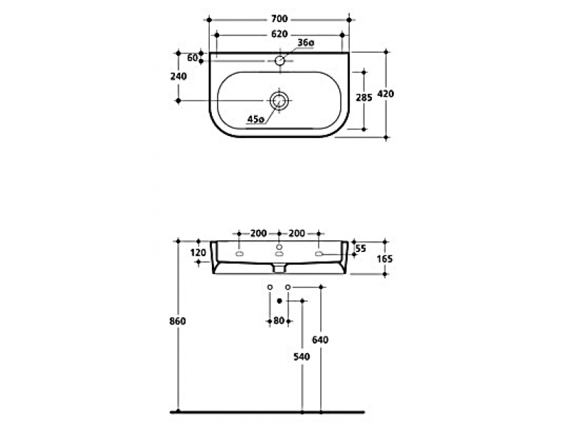 Купить Раковина Kerasan Flo 315001, 70*42см