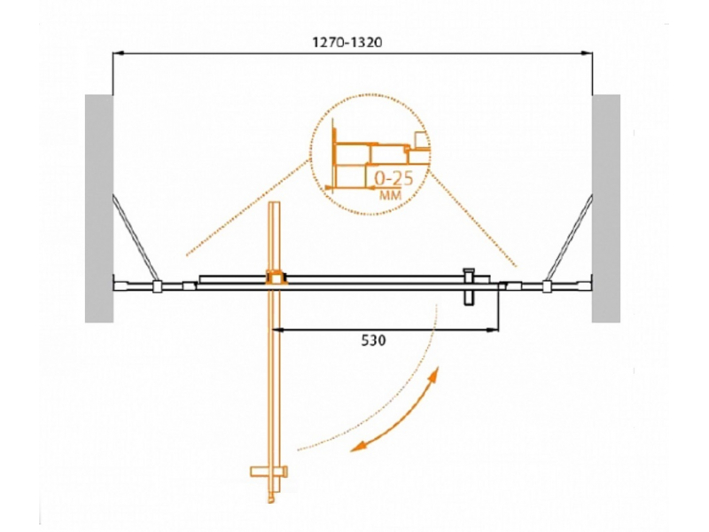 Купить Душевая дверь Cezares Molveno-BA-12-80+50-P-Cr, 130 x 190 см, стекло текстурное Punto, хром