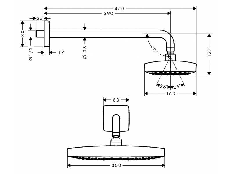 Купить Верхний душ Hansgrohe Select 27385400, 30х16 см, 2 режима струи, с держателем, белый/хром