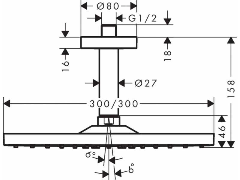 Купить Верхний душ Hansgrohe Raindance E 300 Air 1jet 26250700, белый матовый