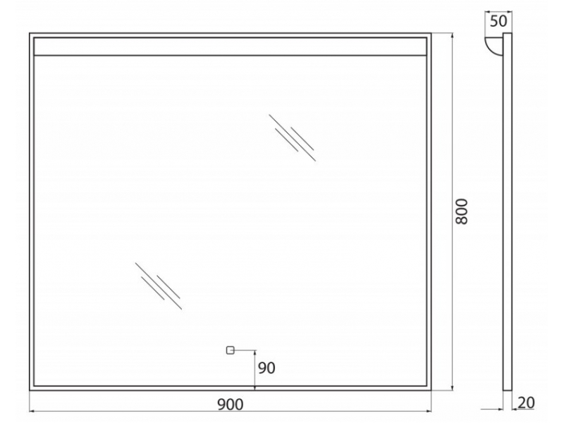 Купить Зеркало BelBagno SPC-UNO 90 см, с подсветкой, белый, SPC-UNO-900-800-TCH