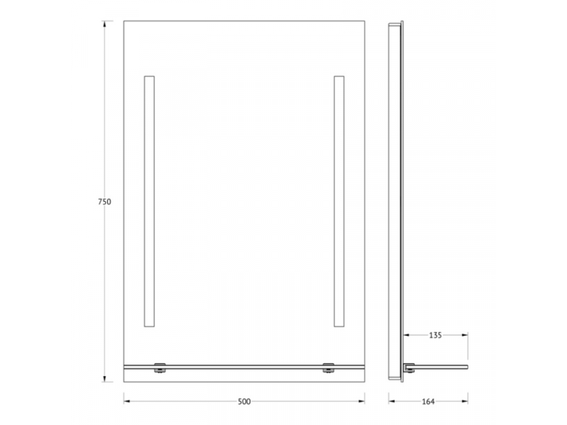 Купить Зеркало с полочкой и LED-светильниками Evoform Ledline-S BY 2160 50х75 см