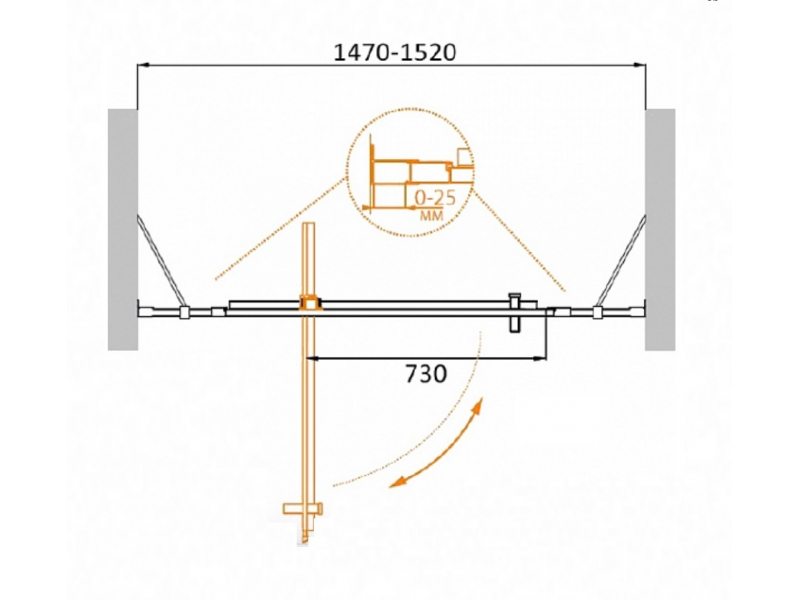 Купить Душевая дверь Cezares Molveno-BA-12-100+50-P-Cr, 150 x 190 см, стекло текстурное Punto, хром