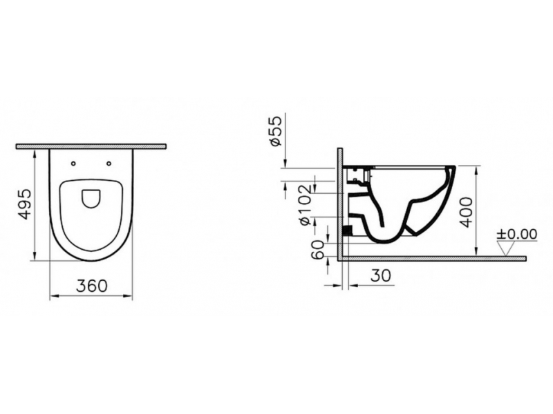 Купить Подвесной унитаз Vitra Sento 7747B003-6073 безободковый, с крышкой-сиденьем Soft Close