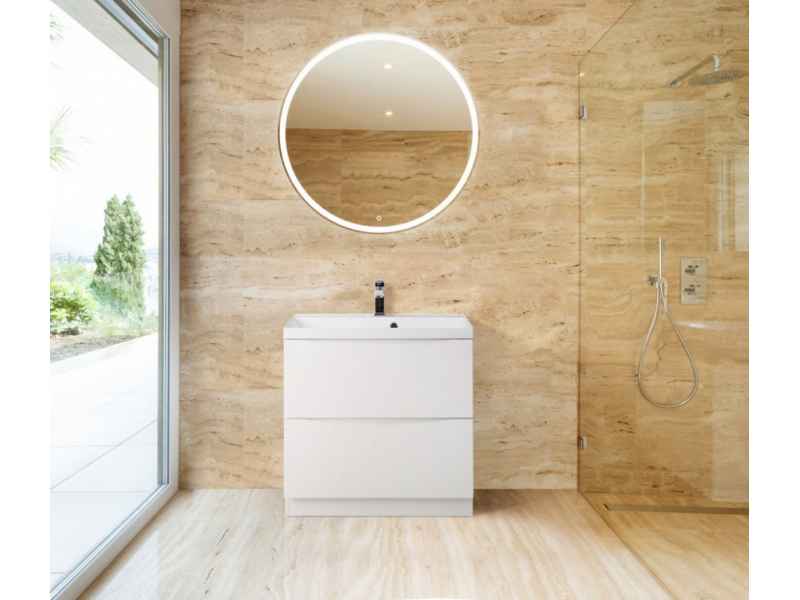 Купить Тумба под раковину BelBagno Marino MARINO-600-2C-PIA-BL-P, 60 х 45 х 80 см, Bianco Lucido - белый глянец