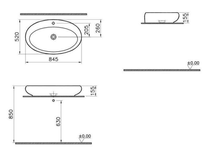 Купить Раковина Vitra Istanbul 4447B403-0041 85 см с 1 отверстием, Vitra Clean, цвет белый