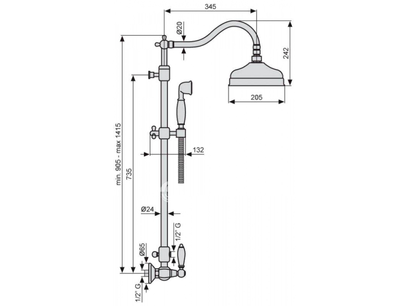 Купить Душевой комплект Emmevi Deco Old 1200218OR, золото