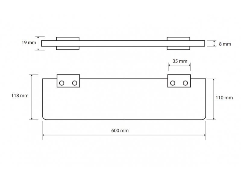 Купить Полка стеклянная Bemeta Nero 135002240 60 x 11.8 x 1.9 cм, черный