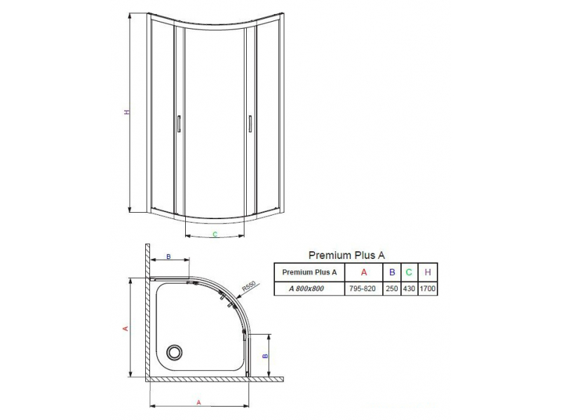 Купить Душевой уголок Radaway Premium Plus A, 82 х 82 x 170 см, стекло прозрачное