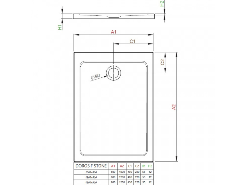 Купить Поддон для душа Radaway Doros F, 80 x 120 см, прямоугольный, SDRF1280-01-64S