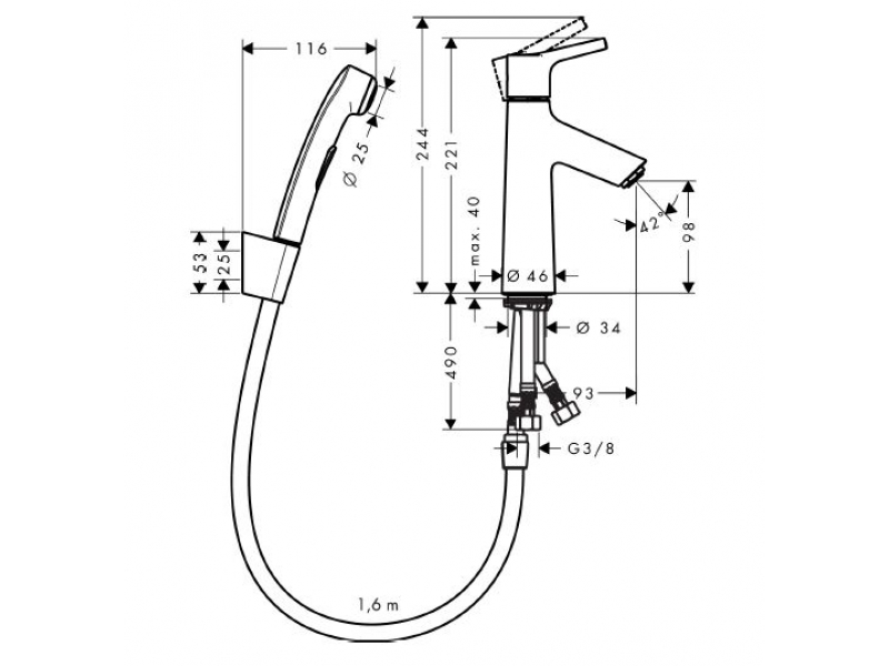 Купить Смеситель Hansgrohe Talis S 72290000 для раковины с гигиеническим душем, хром