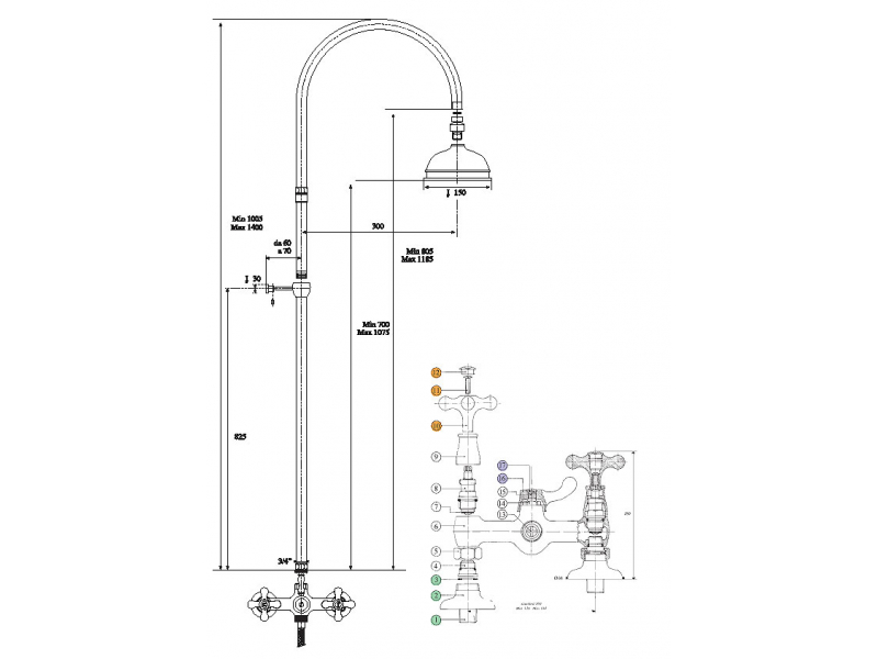 Купить Душевая система Bandini Classic 660920KK21D200, золото