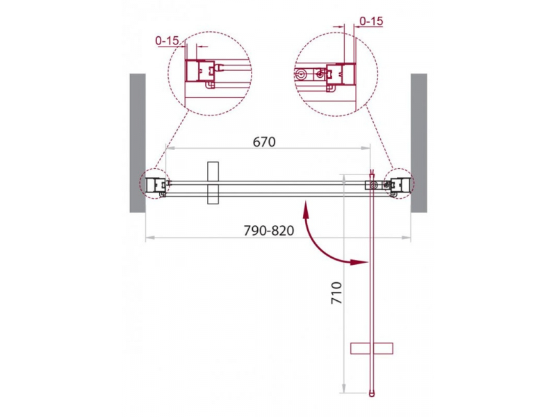 Купить Душевая дверь в проем BelBagno Marmi B-1-80-C-Cr, 80 см