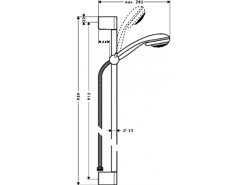 Купить Душевой гарнитур Hansgrohe Crometta 85 Vario 27762000, штанга 90 см