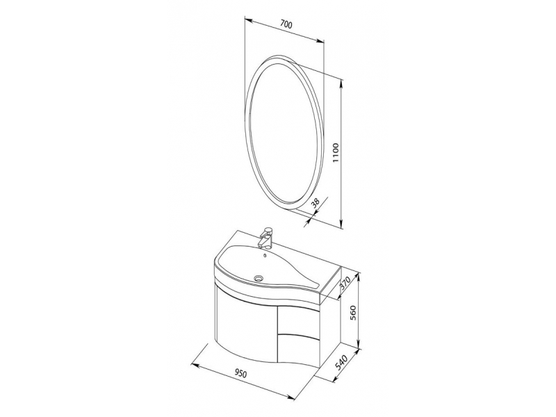 Купить Тумба под раковину Aquanet Сопрано 1-95 L (3 ящика) 00169662, левая, цвет черный