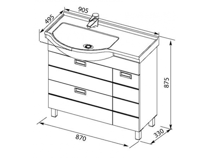 Купить Тумба под раковину Aquanet Сити 90 L (0090A-У) 00181973, цвет белый, левая