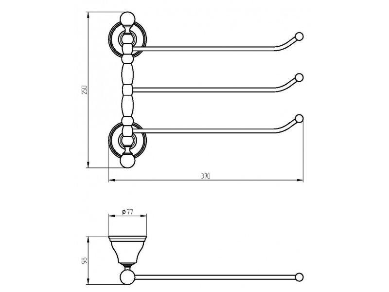Купить Полотенцедержатель тройной поворотный Migliore Provance 17635, цвет бронза