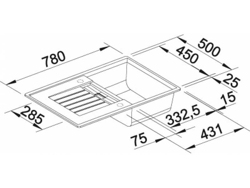 Купить Мойка Blanco Zia 45S 514732, антрацит, 78 x 50 см