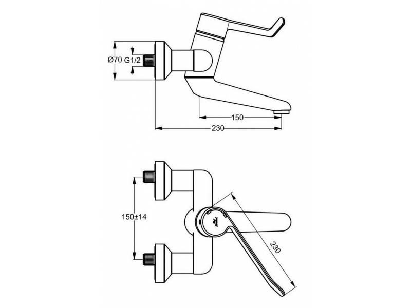 Купить Смеситель Ideal Standard Ceraplus Sequential настенный для раковины, хром, B8223AA