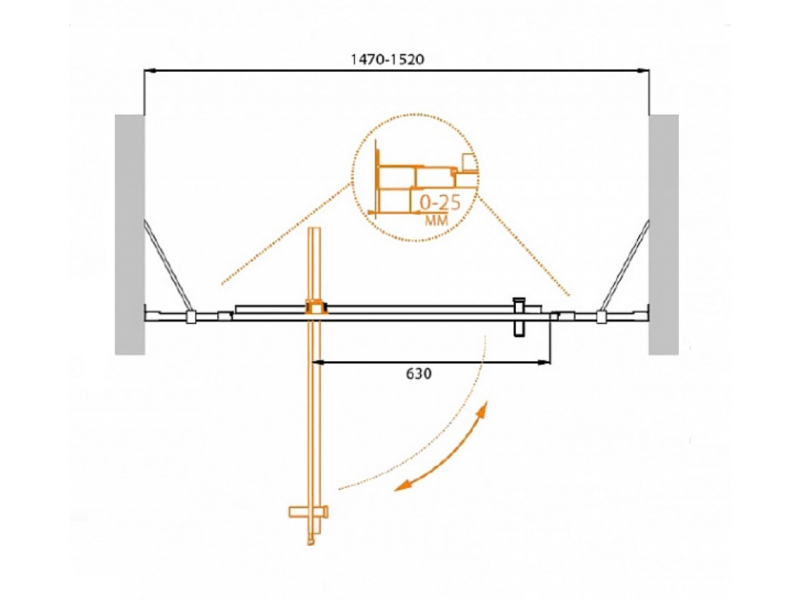 Купить Душевая дверь Cezares Molveno-BA-12-90+60-P-Cr, 150 x 190 см, стекло текстурное Punto, хром