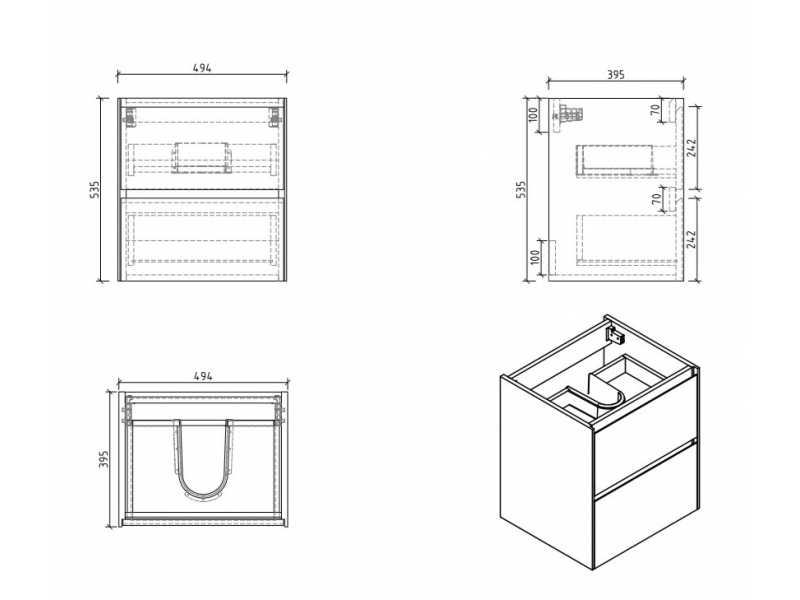 Купить Тумба под раковину BelBagno Pietra Mini PIETRA MINI-500-2C-SO-BL 50 см, белый глянцевый ( Bianco Lucido)