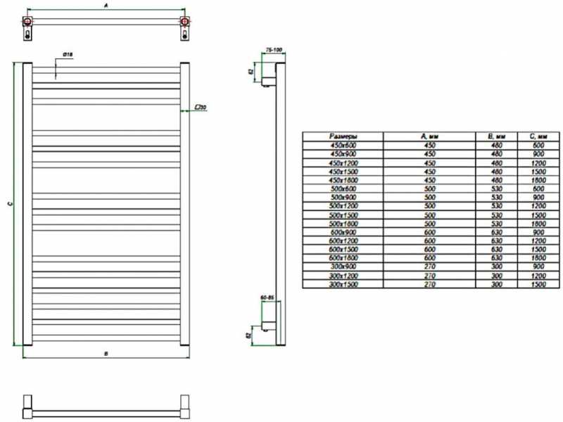 Купить Полотенцесушитель электрический Grota Classic 48 x 60 см, ширина 48 см, высота 60 см, матовый