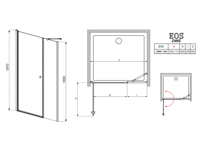 Купить Душевая дверь в нишу Radaway EOS DWS 110 L