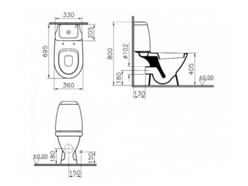 Купить Напольный унитаз Vitra Grand 9763B003-0637 крышка стандарт