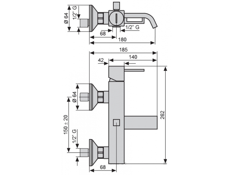 Купить Смеситель для ванны и душа Emmevi Siris 47001LACR, хром