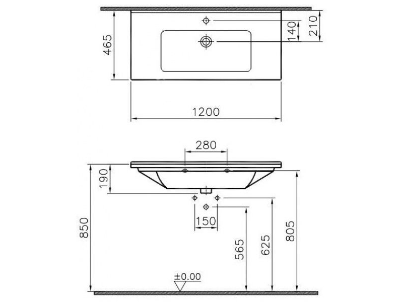 Купить Раковина Vitra S50 5480B003-0001, 120 см, подвесная