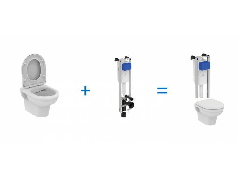 Купить Инсталляция Ideal Standard Prosys Eco Frame M E233267 с унитазом Ideal Standard Exacto Rimless безободковый c сиденьем микролифт UV09001, комплект, X022601