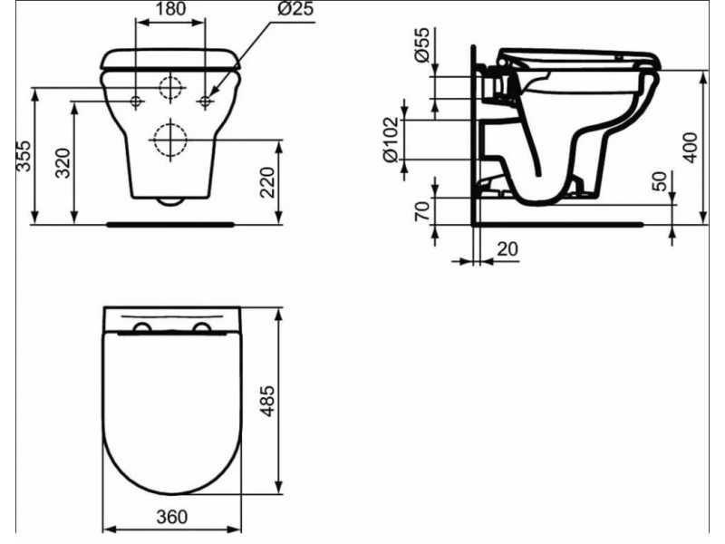 Купить Инсталляция Ideal Standard Prosys Eco Frame M E233267 с унитазом Ideal Standard Exacto Rimless безободковый c сиденьем микролифт UV09001, комплект, X022601