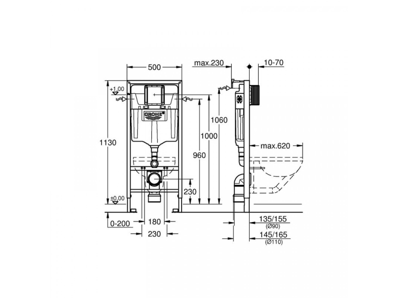 Купить Инсталляция Grohe Rapid SL 38536001 для подвесного унитаза, стандартная, крепежные уголки в комплекте