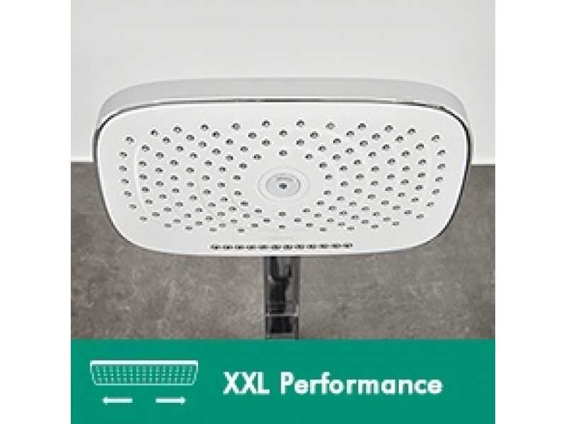 Купить Душевая система с кнопками управления Hansgrohe Raindance Select E Showerpipe 300 3 jet 27127400, белый/хром