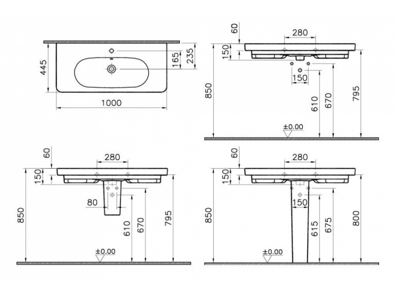 Купить Раковина Vitra Nest 5683B003-0001 100 см, подвесная