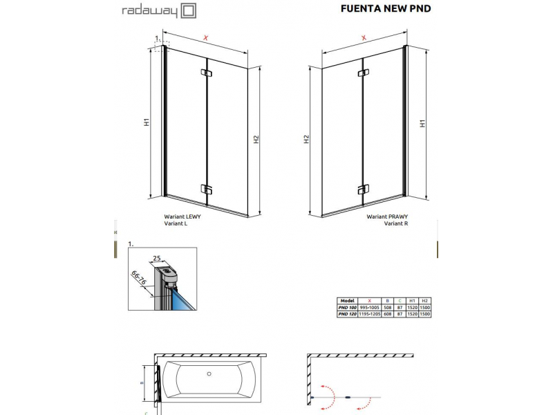 Купить Шторка для ванны Radaway Fuenta New PND 100 208210-01