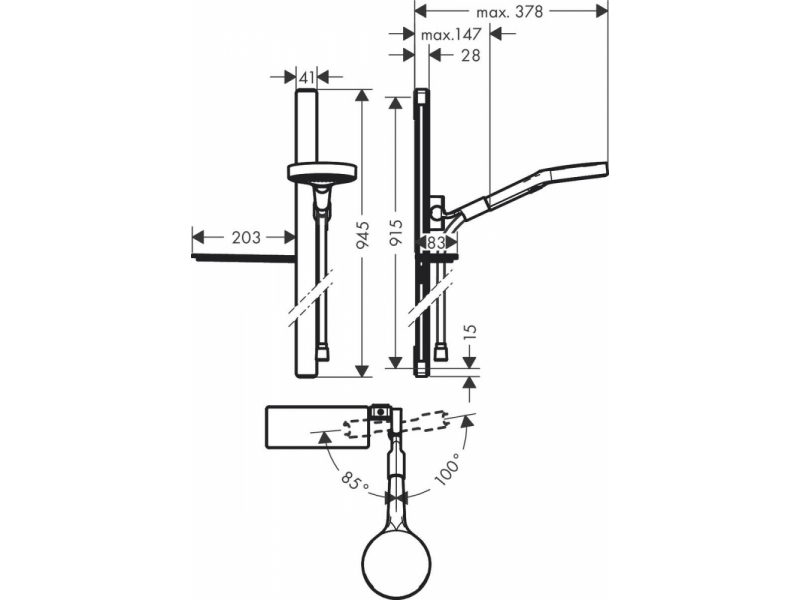 Купить Душевой набор Hansgrohe Rainfinity 130 3jet 27672000 Unica900 Casetta EcoSmart, хром