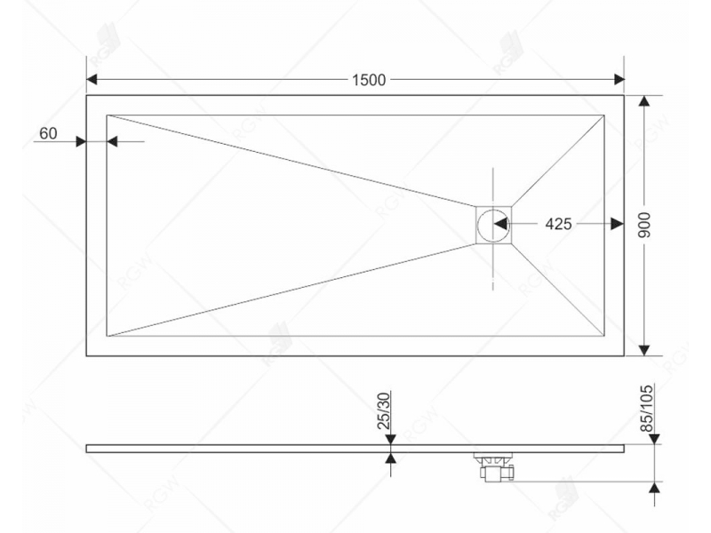 Купить Душевой поддон RGW ST-G прямоугольный 90x170 см, 14152917-02