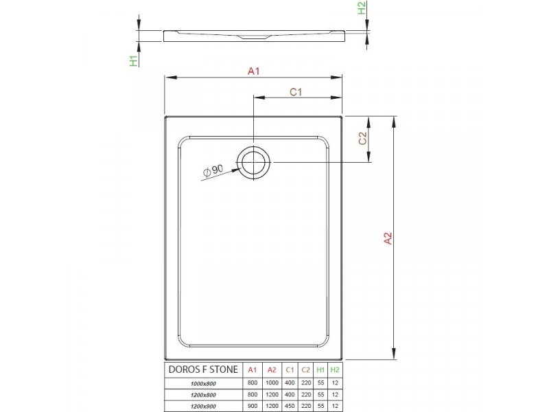 Купить Поддон для душа Radaway Doros F, 90 x 120 см, прямоугольный, SDRF1290-01-04S