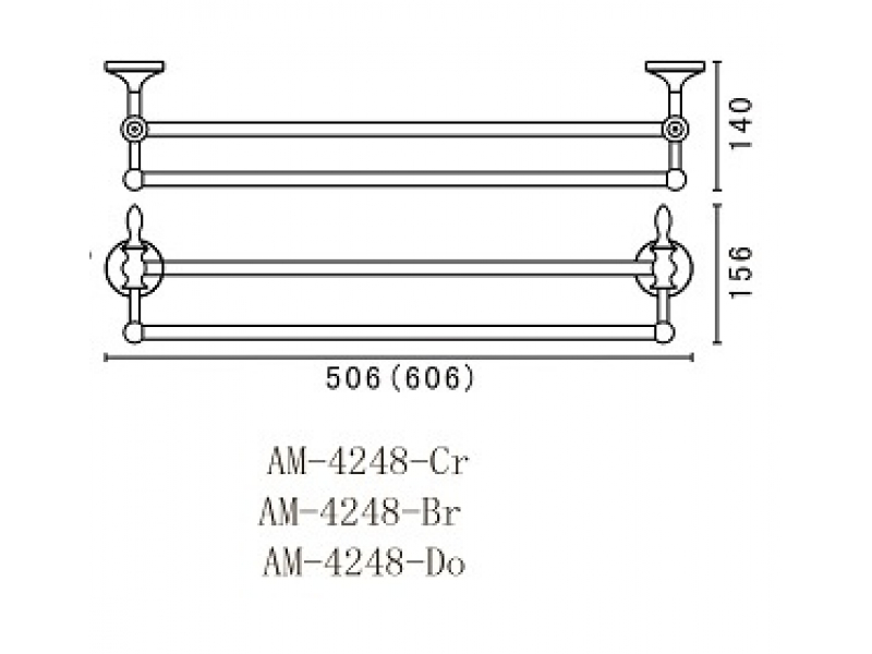 Купить Двойной полотенцедержатель Art&Max Bohemia AM-E-4248-Cr, 60.6 см, хром