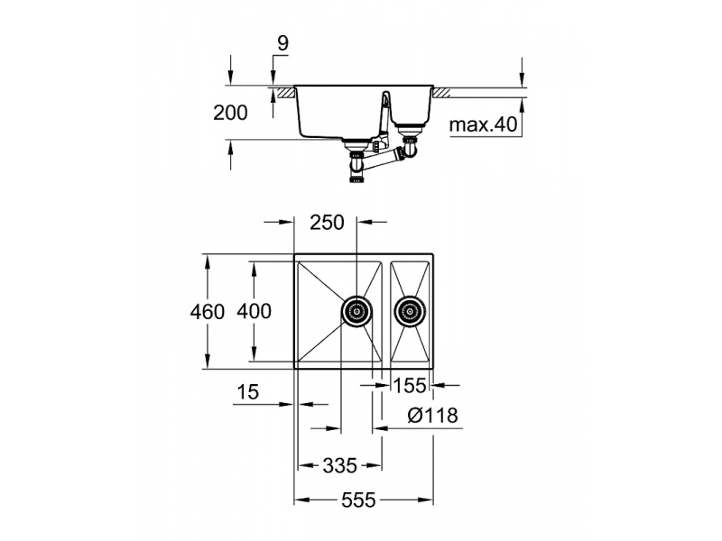 Купить Мойка кухонная из искусственного гранита Grohe K500 31648AT0, с 1,5 чашей, 55,5 x 46 см, с корзинчатым фильтром и сливным гарнитуром, серый гранит